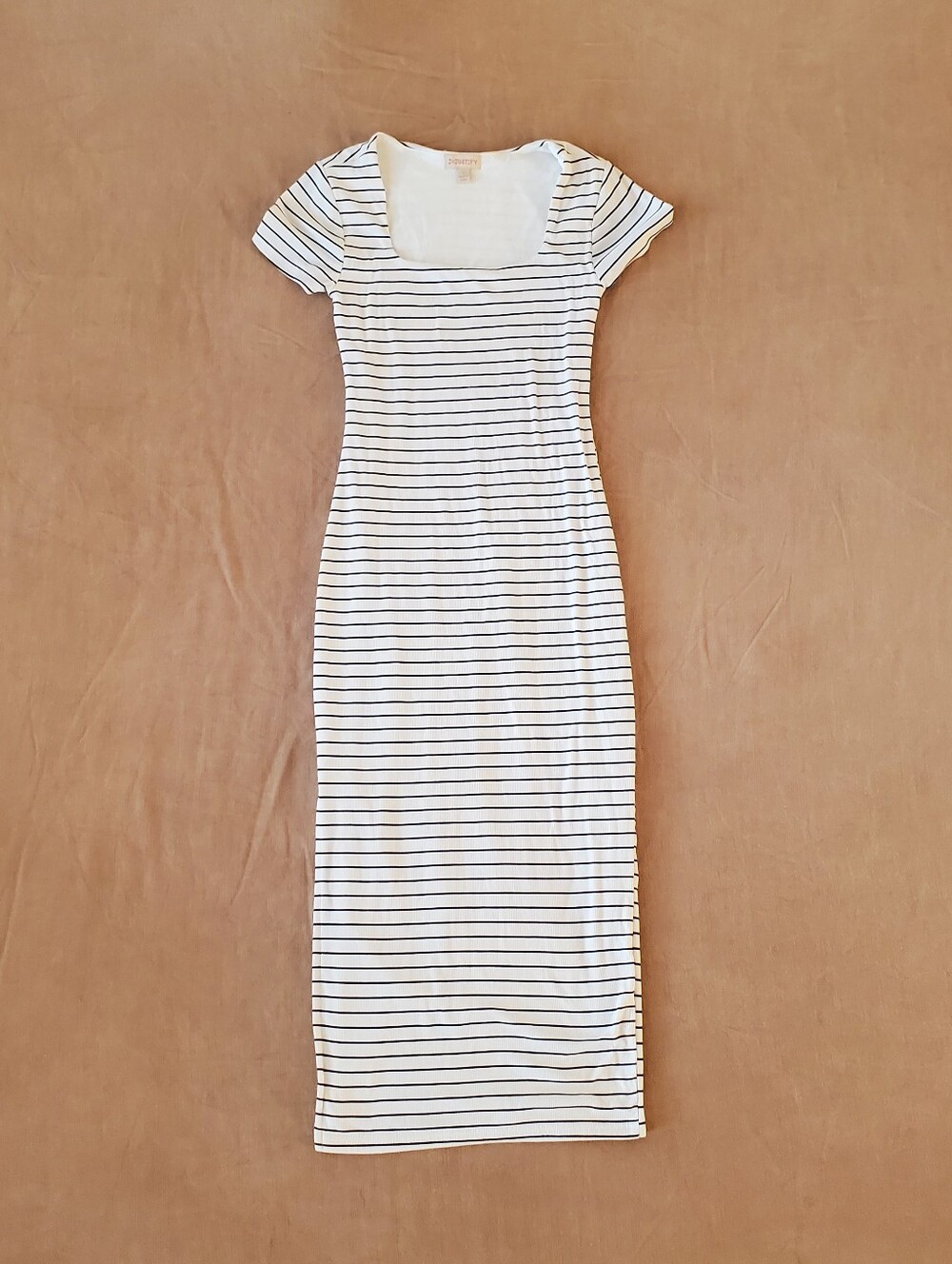 J for Justify Striped Ribbed Bodycon Midi Dress Small